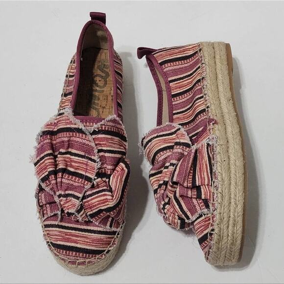 SAM Edelman Pink Black Pattern Cabrera Fabric Espadrille Women's US 8.5M - Picture 2 of 9